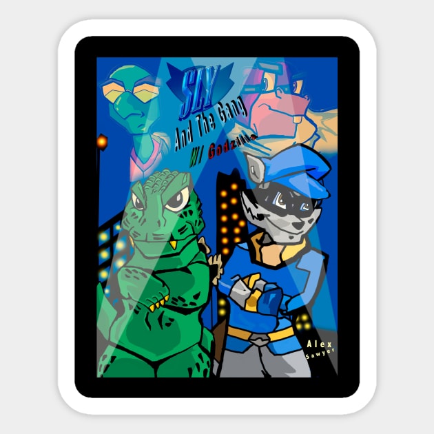 Sly Cooper and the Gang Featuring Godzilla Sticker by Asawyer80